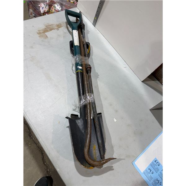 Shovels and prybar etc
