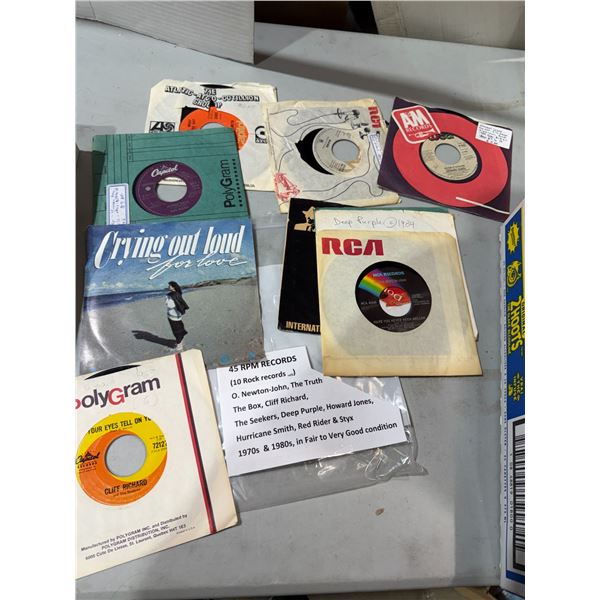 45 RPM Records, Cliff, Richard, Deep Purple, red ryder, etc.
