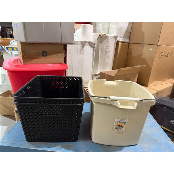 Baskets and bucket