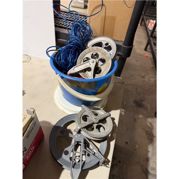 Outdoor laundry line items, and clothes bags
