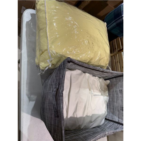 Pillows and storage bin