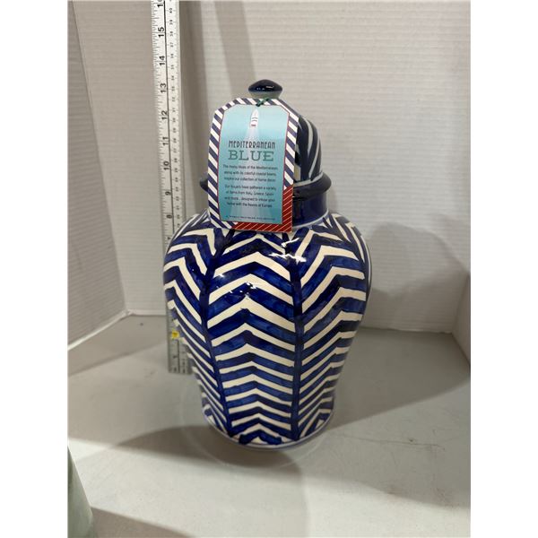 Mediterranean blue lidded container