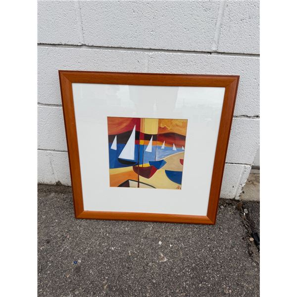 print of the painting Helford Boats by the British artist David Hosking. 22.5 x22.5