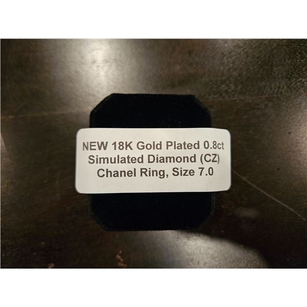 18K Gold Plated 0.8ct Simulated Diamond Chanel ring