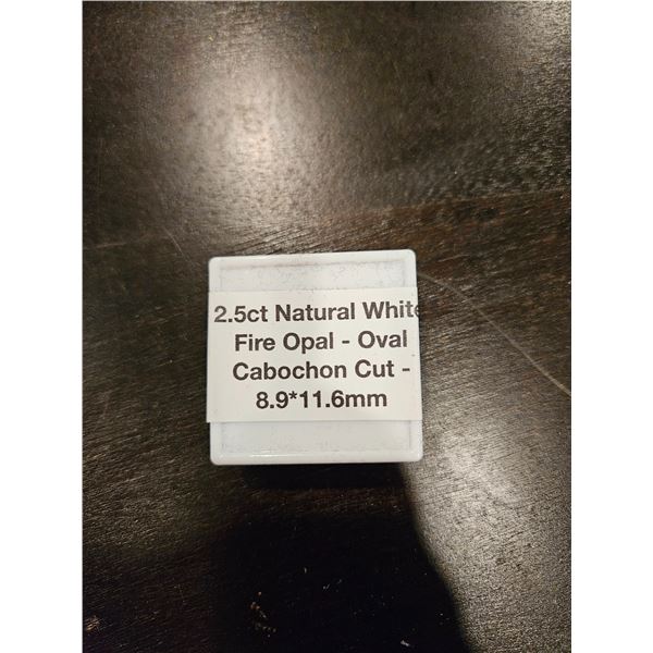 2.5ct Natural White Fire Opal- Oval Cabochon Cut