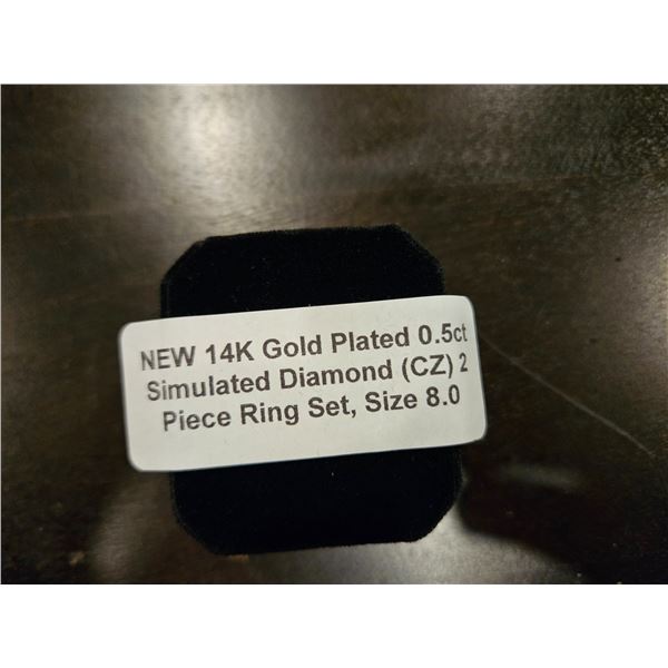14K Gold Plated 0.5ct Simulated Diamond 2pc Ring Set