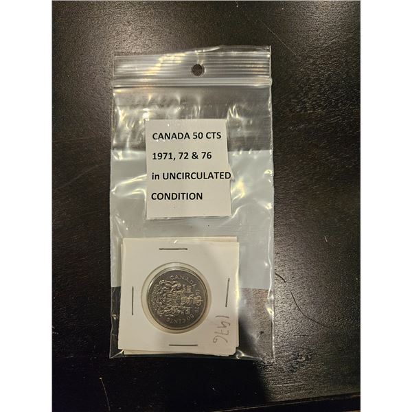 Canada 50cent coins- 1971,72 & 76