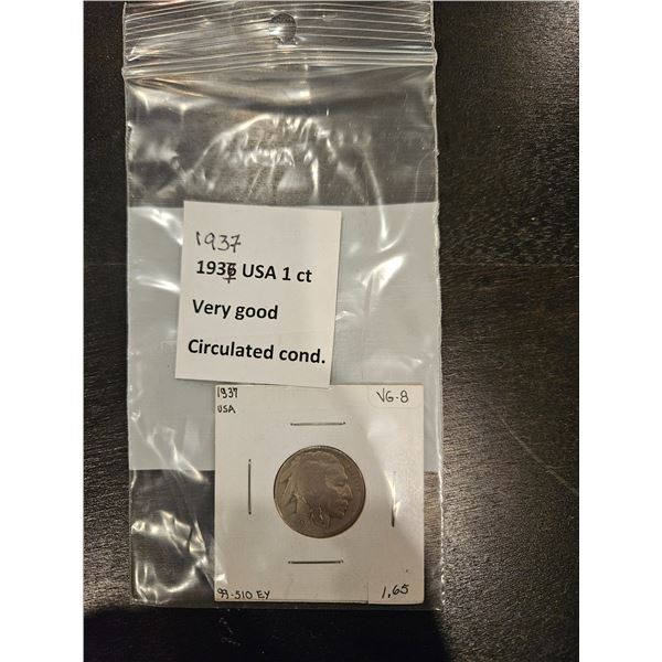 1937 USA 1 Cent