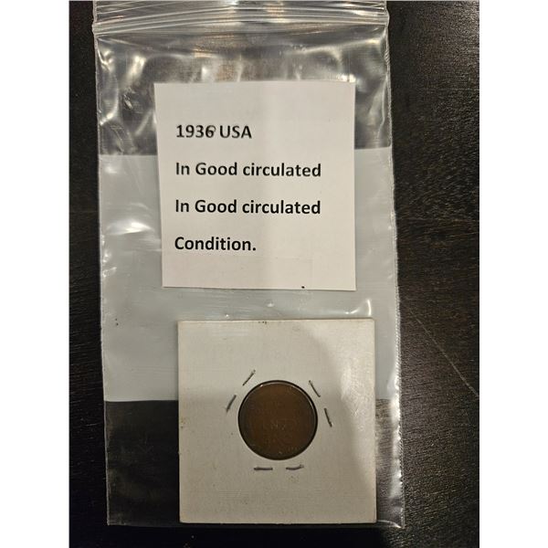 1938 USA 1 cent coin