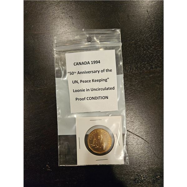 1994 Canada "50th Anniversary of the UN Peace Keeping" Loonie