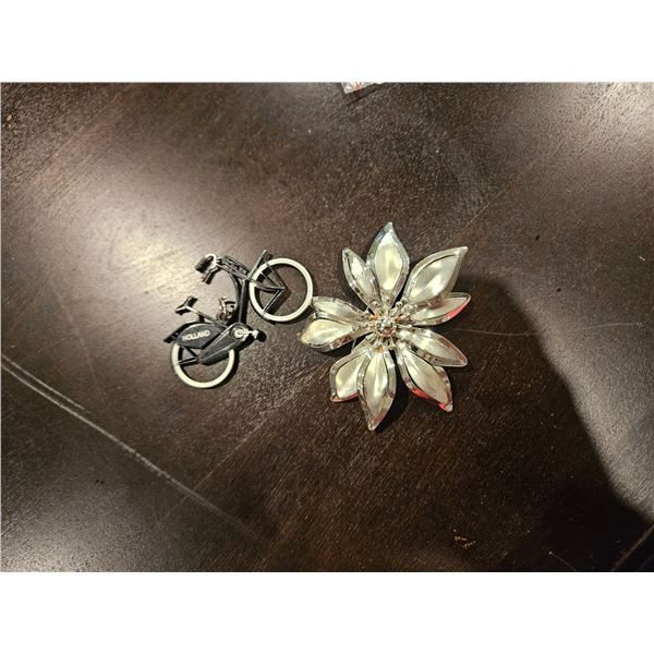 Flower and Bicycle pins