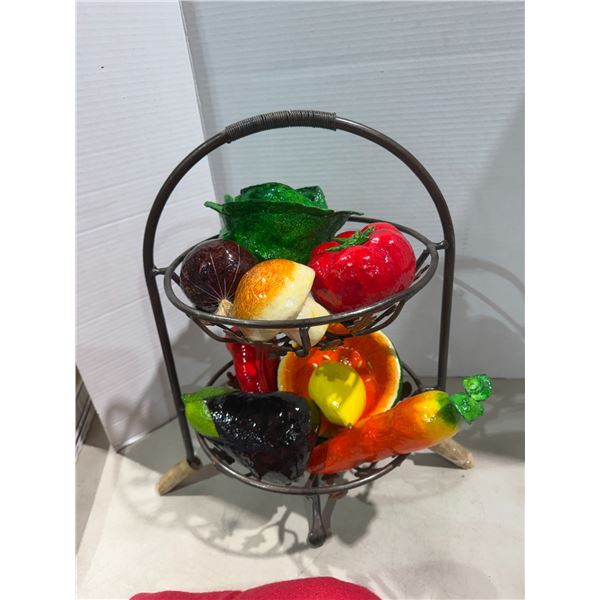 Fruit/vegetable stand with artificial vegetables