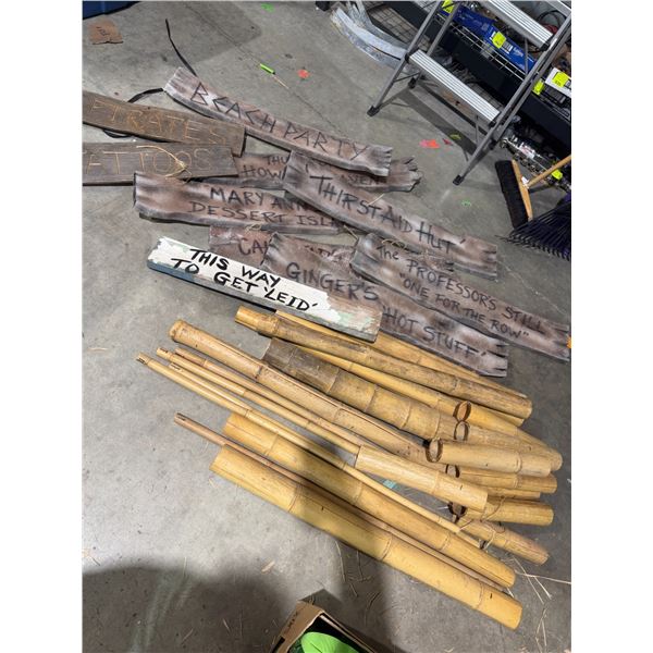Bamboo and party signs