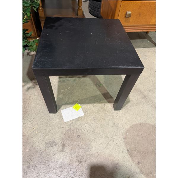 Side table measures 21 1/2" x 21 1/2" x 17 1/2" tall