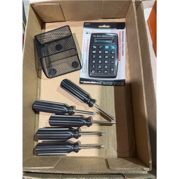 Calculator and screwdrivers