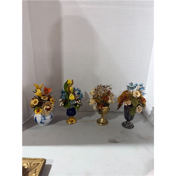 collectible metal and enamel floral arrangements