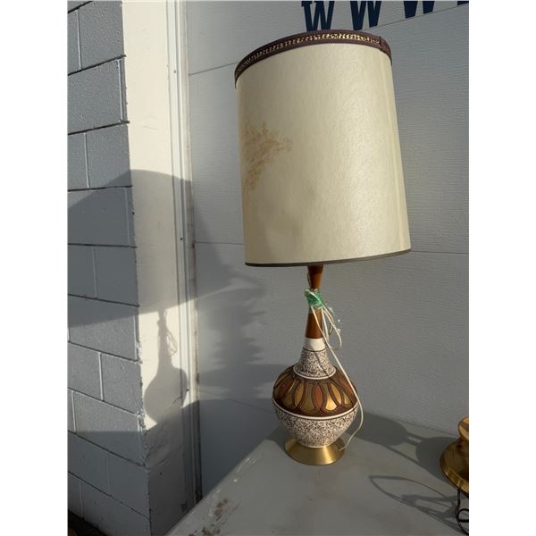 MCM Teak and pottery lamp