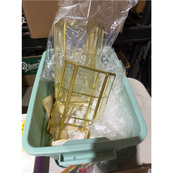 Brass and glass display shelves small