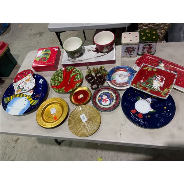 Assorted serving dishes and tins