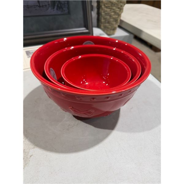 Handcrafted in Portugal, nesting bowls, rooster themed