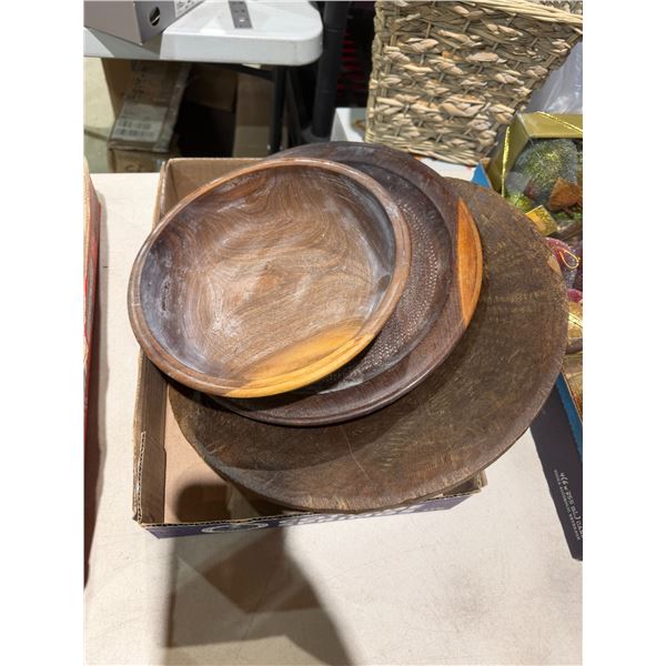 Wood platters, and bowls