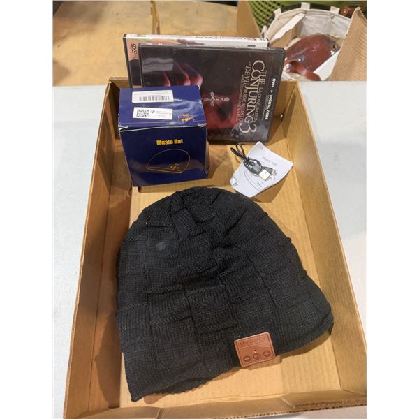 Music hat, and DVDs