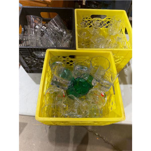 3 crates glassware