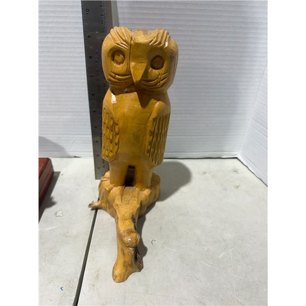 Vintage folk art carved owl