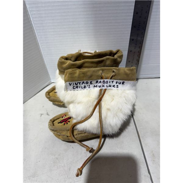 Vintage children's mukluks rabbit fur