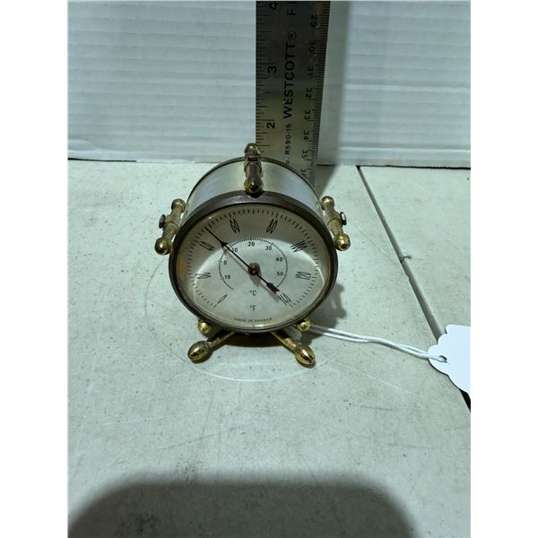 Antique drum style brass desk thermometer. France.