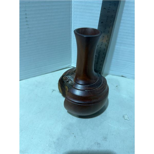 Hand carved wood vase