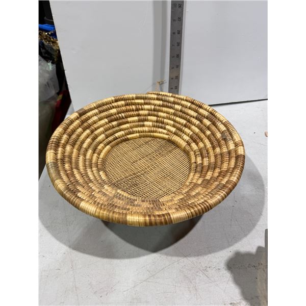Genuine Beige Mountable Papago Indian Basket from the 1970s