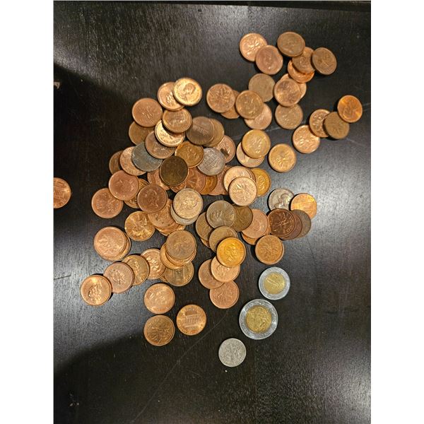 Assorted pennies and coins