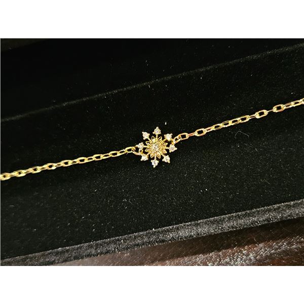 14K gold plated simulated diamond starburst necklace