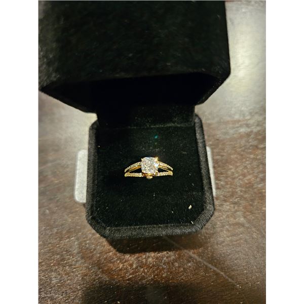 14K gold plated 1.0ct simulated diamond ring - size 7.5