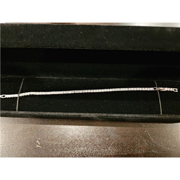 platinum plated 2.5mm simulated diamond tennis bracelet