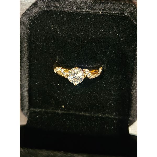 18K gold plated 0.8ct Simulated diamond chanel ring- size 7