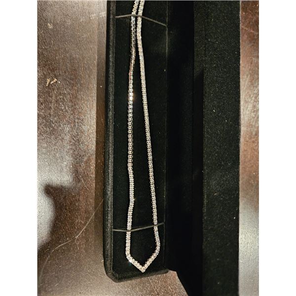 Platinum plated 2.5mm simulated diamond tennis necklace