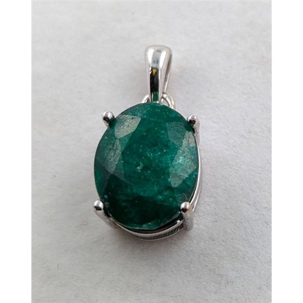 2.6 ct Certified Silver Emerald gemstone Pendant ($10,419 Appraisal)
