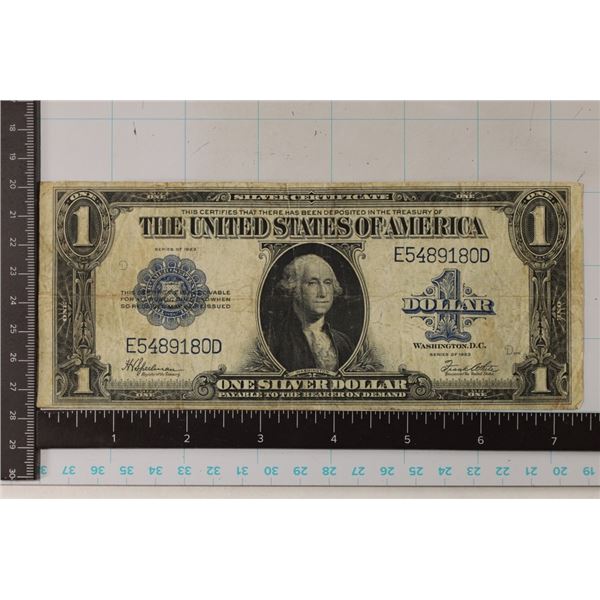 1923 US $1 LARGE SIZE SILVER CERTIFICATE BLUE SEAL