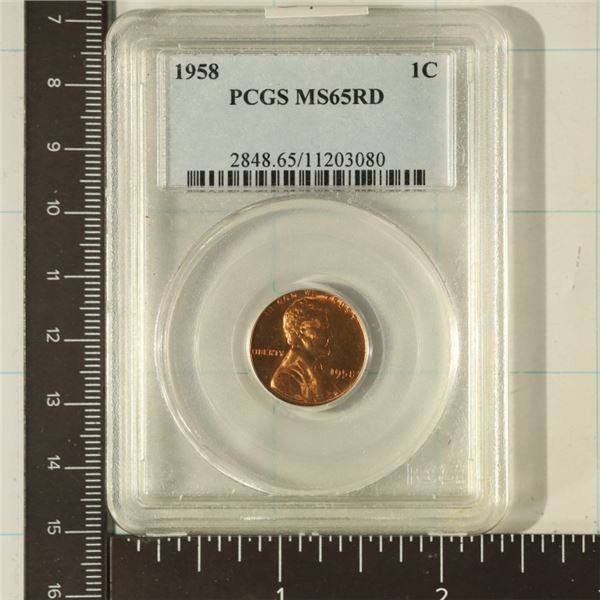 1958 LINCOLN WHEAT CENT PCGS MS65RD