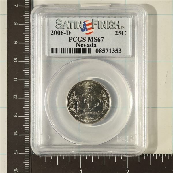 2006-D NEVADA QUARTER PCGS MS67 SATIN FINISH
