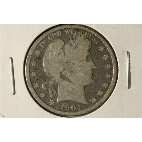 1904 SILVER BARBER HALF DOLLAR