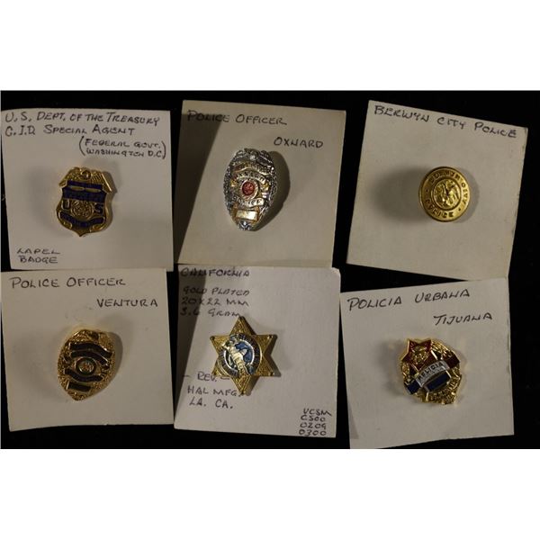 6 GOLD PLATED LAW ENFORCEMENT LAPEL PIN BACKS