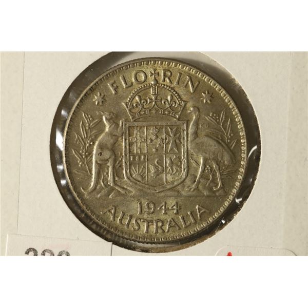 1944 SILVER AUSTRALIA FLORIN .03364 OZ. ASW
