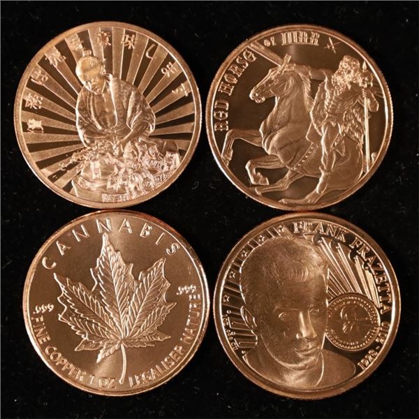 4-ADVP 1 OUNCE COPPER ROUNDS UNC AND PF: