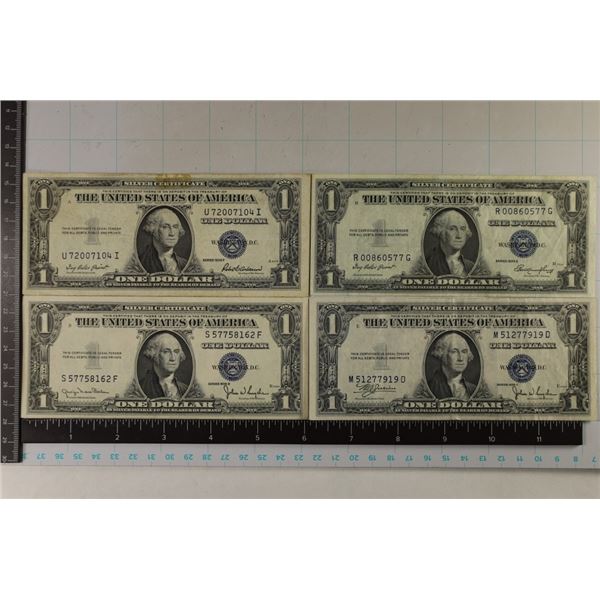 1935-C, D, E & F US $1 CRISP AU SILVER CERTS, BLUE