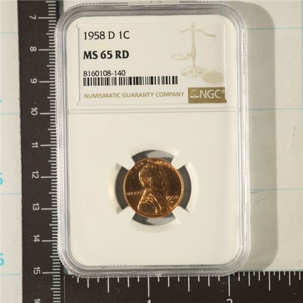 1958-D LINCOLN CENT NGC MS 65 RED