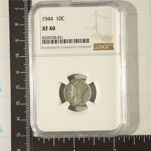 1944 SILVER MERCURY DIME NGC XF 40