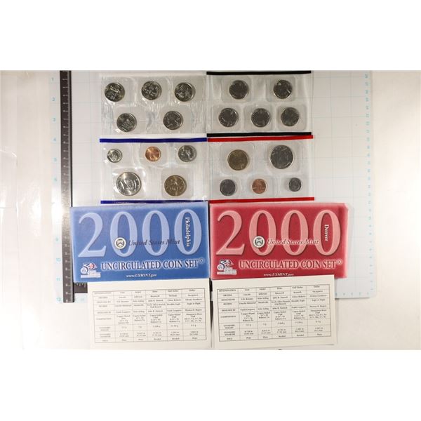 2000 US MINT SET (UNC) P/D (WITH ENVELOPES)